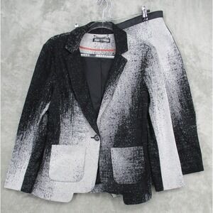 Yoana Baraschi Skirt Suit Womens 8 Ombre Office Career Lightweight Knit Black